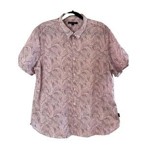 John Varvatos USA Short Sleeve Jasper Abstract Print Button Down Shirt Pink XL